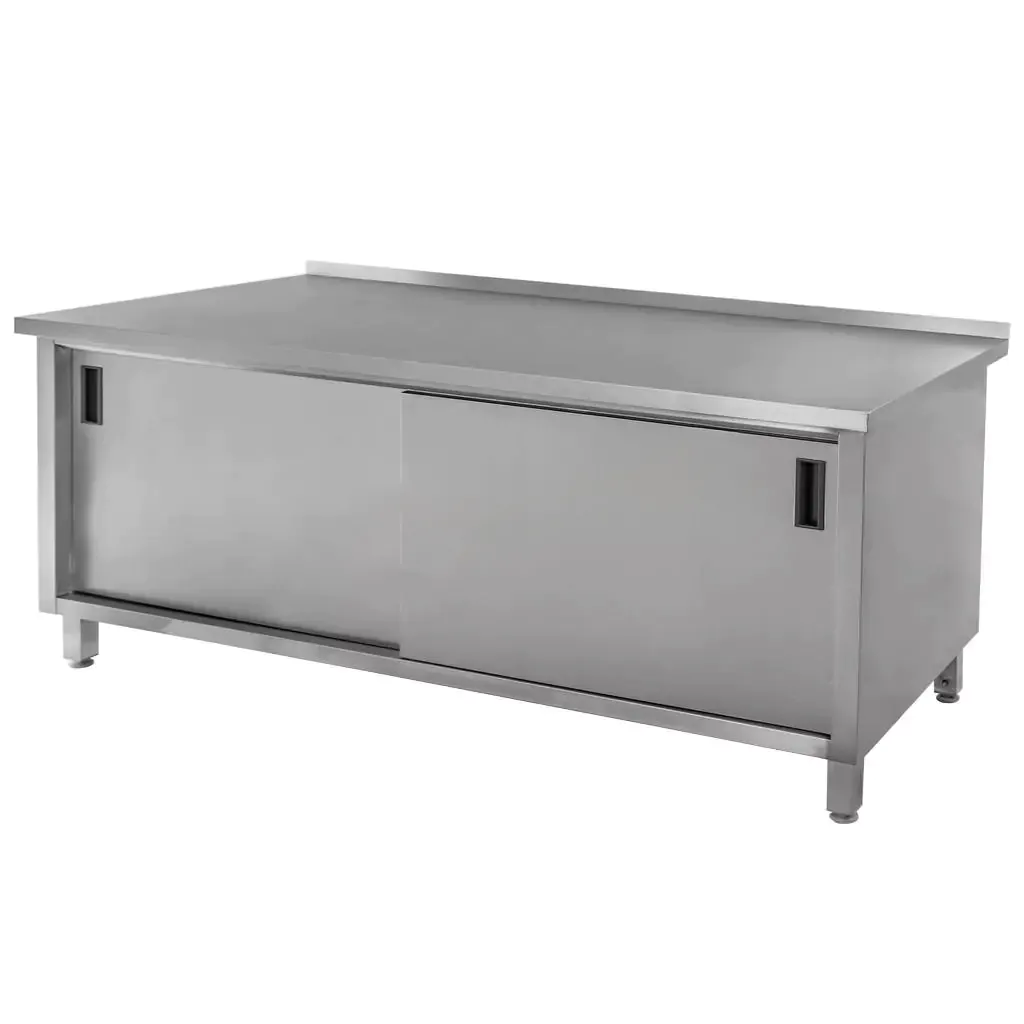 Stół ze stali nierdzewnej przyścienny z szafką spawany Mega-M S-180 cm G-60 cm H-85 cm N