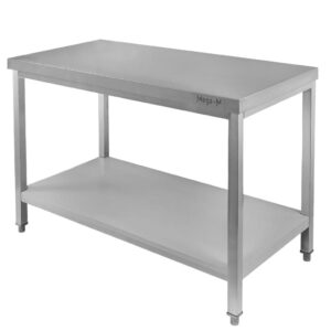 Stół ze stali nierdzewnej centralny z półką Mega-M S-100 cm G-60 cm H-85 cm N