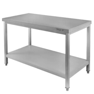 Stół ze stali nierdzewnej centralny z półką Mega-M S-120 cm G-60 cm H-85 cm N