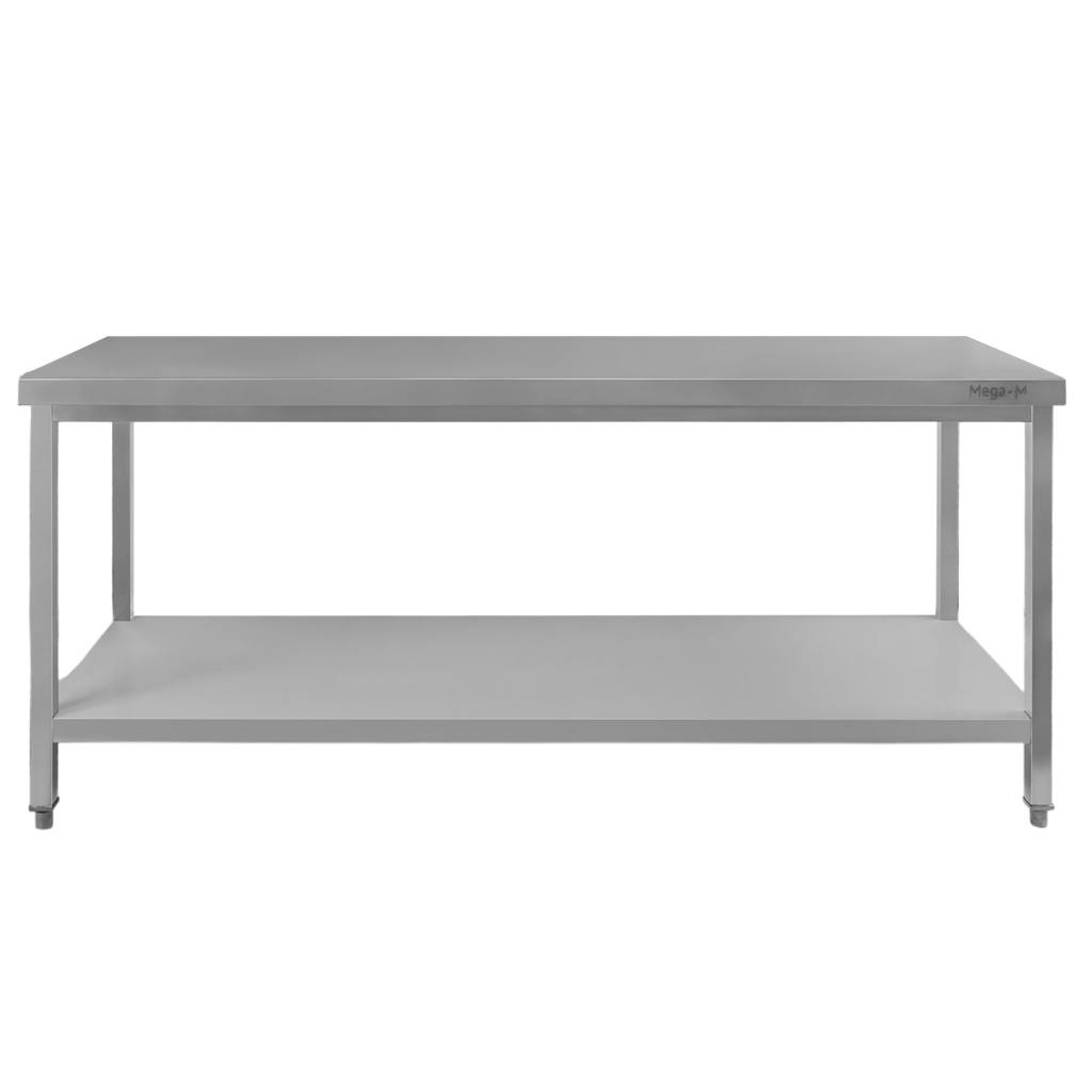 Stół ze stali nierdzewnej centralny z półką Mega-M S-180 cm G-70 cm H-85 cm N - obrazek 2