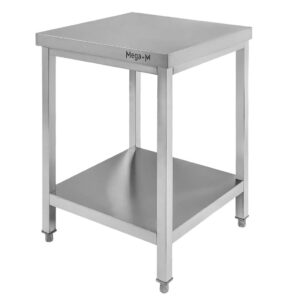 Stół ze stali nierdzewnej centralny z półką Mega-M S-60 cm G-60 cm H-85 cm N