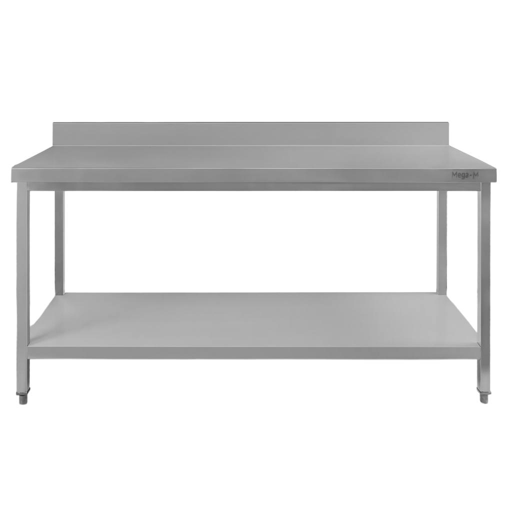 Stół ze stali nierdzewnej przyścienny z półką Mega-M S-150 cm G-60 cm H-85 cm N - obrazek 3