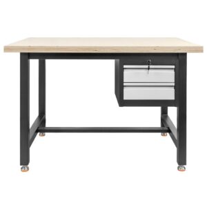 Stół warsztatowy Mega-M S-120 cm + szafka 2 szuflady system 01 grafit/front szary N