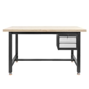 Stół warsztatowy Mega-M S-150 cm +  szafka 2 szuflady system 01 grafit/front szary N