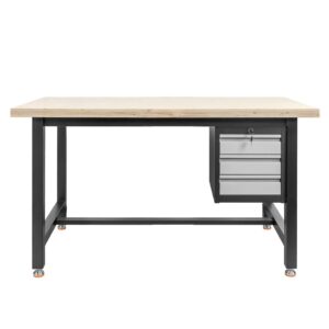 Stół warsztatowy Mega-M S-150 cm +  szafka 3 szuflady system 01 grafit/front szary N