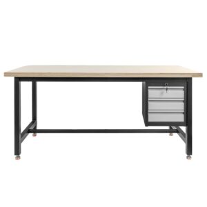 Stół warsztatowy Mega-M S-180 cm + szafka 3 szuflady system 01 grafit/front szary N