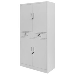 Szafa biurowa metalowa Mega-M WENUS W-02 na dokumenty z szufladami szara S- 90 cm G- 40 cm H-185 cm skręcana N