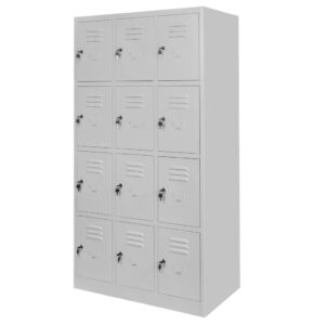 Szafka skrytkowa BHP Mega-M J-90/12 12 drzwiowa szara S-90 cm G-50 cm H-180 cm skręcana N