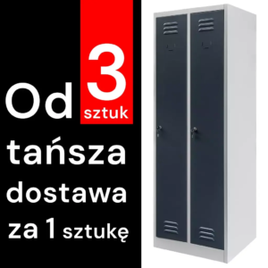 Szafka ubraniowa BHP Mega-M J-60 2 drzwiowa szara/ grafitowy front  S-60 cm G-50 cm H-180 cm skręcana (wysyłka paletowa) N