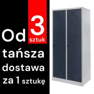 Szafka ubraniowa BHP Mega-M J-80 2 drzwiowa szara/ grafitowy front  S-80 cm G-50 cm H-180 cm skręcana (wysyłka paletowa) N