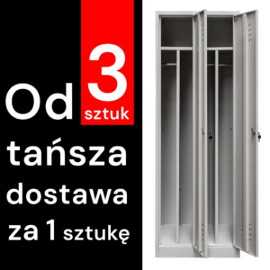 Szafka ubraniowa BHP Mega-M J-60 2 drzwiowa z przegrodami szara S-60 cm G-50 cm H-180 cm skręcana (wysyłka paletowa) N