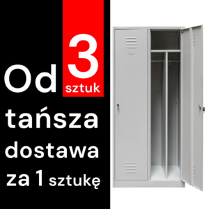 Szafka ubraniowa BHP Mega-M J-80 2 drzwiowa z przegrodami szara S-80 cm G-50 cm H-180 cm skręcana (wysyłka paletowa) N