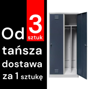 Szafka ubraniowa BHP Mega-M J-80 2 drzwiowa z przegrodami szara/ grafitowy front S-80 cm G-50 cm H-180 cm skręcana (wysyłka paletowa) N