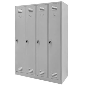 Szafka ubraniowa BHP Mega-M J-120 4 drzwiowa szara S-120 cm G-50 cm H-180 cm skręcana N