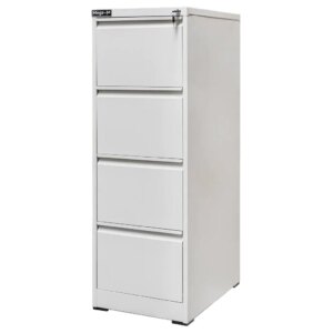 Szafka metalowa kartotekowa Mega-M J-4/S 4 szuflady A4 szara S-46 cm G-64 cm H-133 cm skręcana N