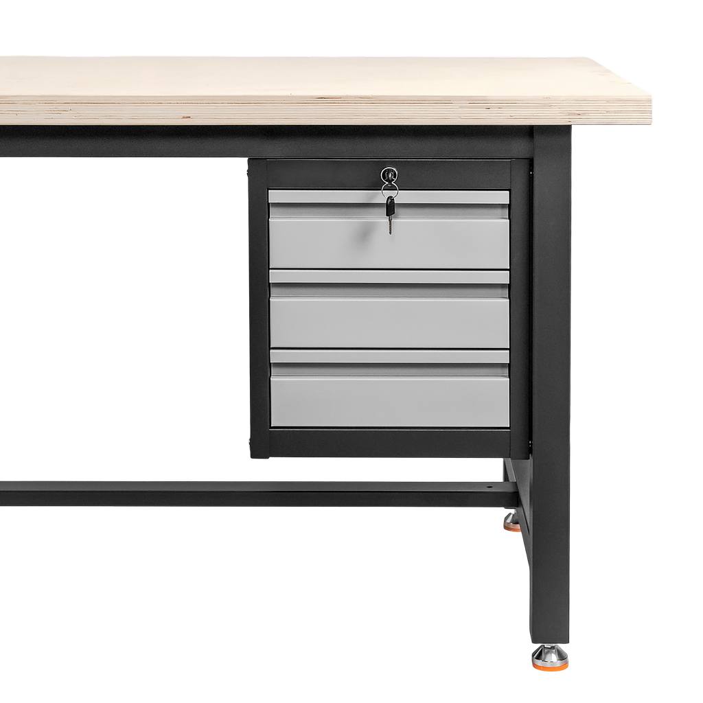 Szafka narzędziowa Mega-M do stołów warsztatowych 3 szuflady S-37 cm x G-48,6 cm x H-50 cm system 01 grafit/front szary N - obrazek 8