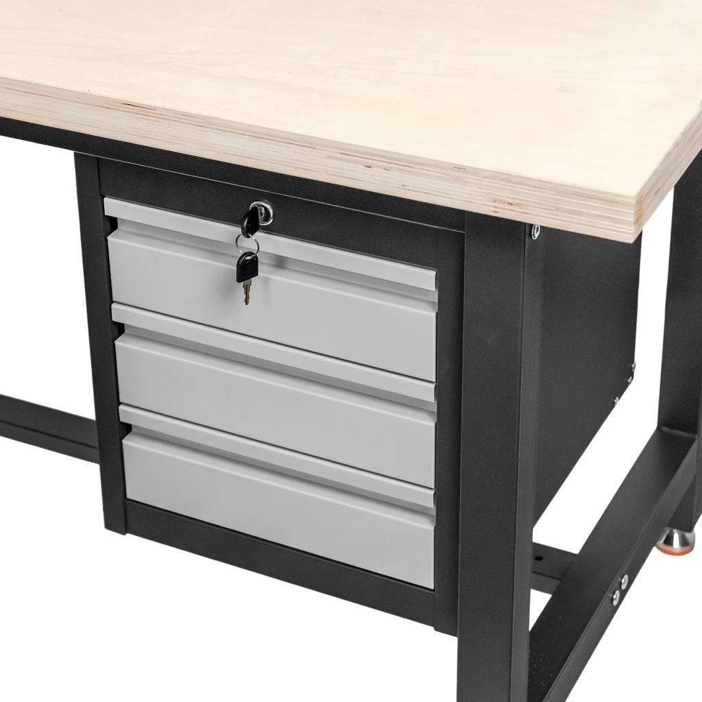 Szafka narzędziowa Mega-M do stołów warsztatowych 3 szuflady S-37 cm x G-48,6 cm x H-50 cm system 01 grafit/front szary N - obrazek 9