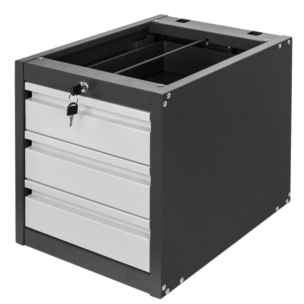 Szafka narzędziowa Mega-M do stołów warsztatowych 3 szuflady S-37 cm x G-48,6 cm x H-50 cm system 01 grafit/front szary N - obrazek 2