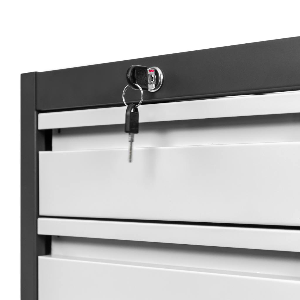 Szafka narzędziowa Mega-M do stołów warsztatowych 3 szuflady S-37 cm x G-48,6 cm x H-50 cm system 01 grafit/front szary N - obrazek 3