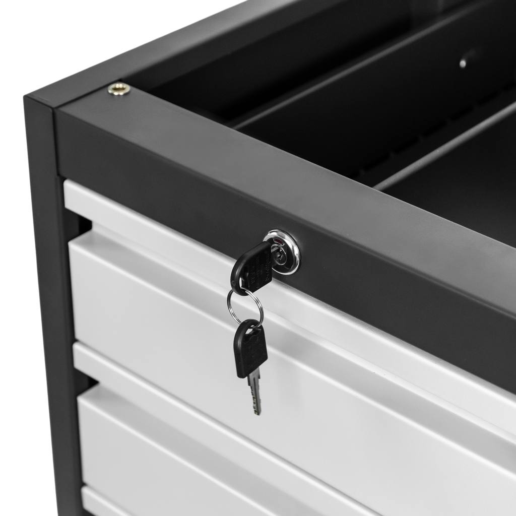 Szafka narzędziowa Mega-M do stołów warsztatowych 3 szuflady S-37 cm x G-48,6 cm x H-50 cm system 01 grafit/front szary N - obrazek 4