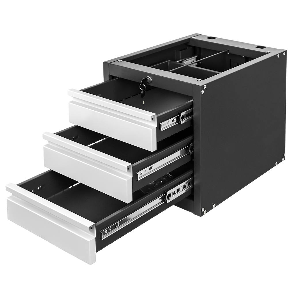 Szafka narzędziowa Mega-M do stołów warsztatowych 3 szuflady S-37 cm x G-48,6 cm x H-50 cm system 01 grafit/front szary N - obrazek 5