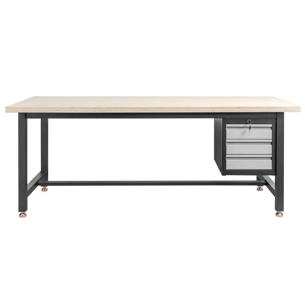 Szafka narzędziowa Mega-M do stołów warsztatowych 3 szuflady S-37 cm x G-48,6 cm x H-50 cm system 01 grafit/front szary N - obrazek 10