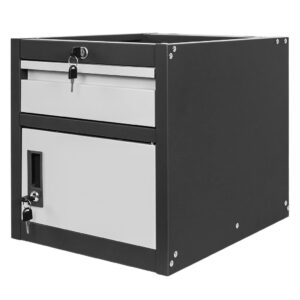 Szafka narzędziowa Mega-M do stołów warsztatowych 1 szuflada + 1 szafka z drzwiami S-37 cm x G-48,6 cm x H-50 cm system 01 grafit/front szary N