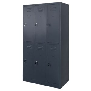 Szafka ubraniowa skrytkowa BHP Mega-M J-90/6 6 drzwiowa grafitowa S-90 cm G-50 cm H-180 cm skręcana N