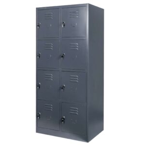 Szafka skrytkowa BHP Mega-M J-80/8 8 drzwiowa grafitowa S-80 cm G-50 cm H-180 cm skręcana N