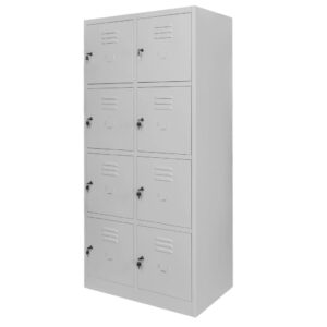 Szafka skrytkowa BHP Mega-M J-80/8 8 drzwiowa szara S-80 cm G-50 cm H-180 cm skręcana N