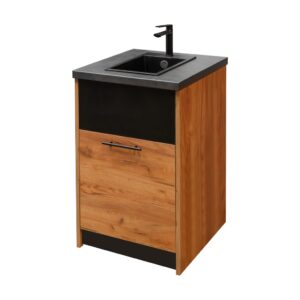 Szafka ze zlewem i baterią Mega-M H-90 cm L-54 cm G-60 cm dąb kraft N