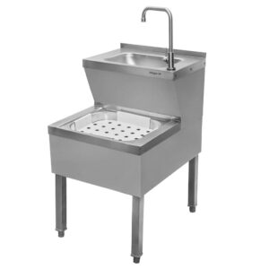 Umywalka ze stali nierdzewnej porządkowa ze zlewem na mopa Mega-M S-50 cm G-61 cm H-84 cm N