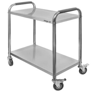 Wózek kelnerski ze stali nierdzewnej 2-półkowy Mega-M STANDARD S-75 cm G-40 cm H-90 cm N