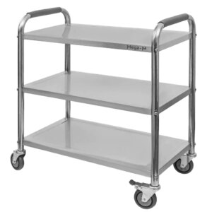 Wózek kelnerski ze stali nierdzewnej 3-półkowy Mega-M STANDARD S-75 cm G-40 cm H-90 cm N