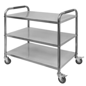Wózek kelnerski ze stali nierdzewnej 3-półkowy Mega-M STANDARD S-90 cm G-50 cm H-90 cm N