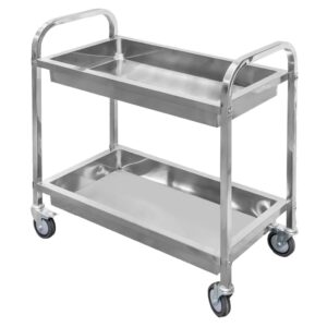 Wózek kelnerski ze stali nierdzewnej 2-półkowy głęboki Mega-M S-95 cm G-50 cm H-95 cm N