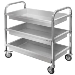Wózek kelnerski ze stali nierdzewnej 3-półkowy głęboki Mega-M S-95 cm G-50 cm H-95 cm N