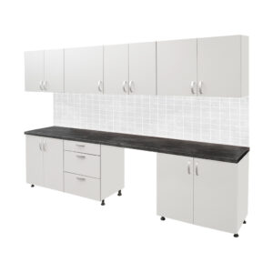 Komplet mebli do pomieszczeń socjalnych Mega-M H-91 cm L-287 cm G-60 cm Popiel Egger N