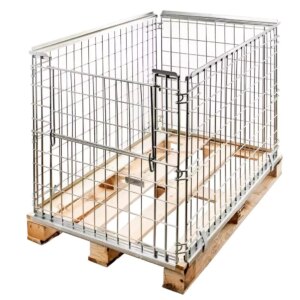 Gitterbox nadstawka paletowa z obramowaniem S-80 cm G-120 cm H-85 cm oczko 6x10 cm otwierany krótszy bok ocynk N