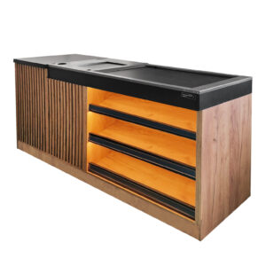 Lada sprzedażowa z impulsami taśma automatyczna Mega-M H- 92 cm L- 200 cm G- 65 cm dąb kraft N