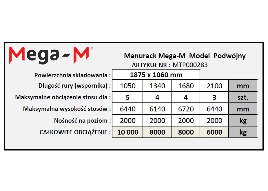 Manurack Duży Mega-M 202,5cm x 118cm x 31cm ocynk N - obrazek 15