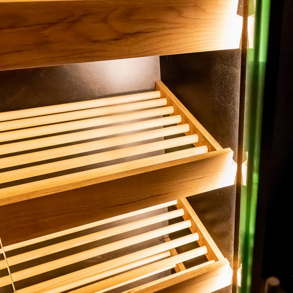 Regał na pieczywo Mega-M moduł z szybą LED H-205 cm L-100 cm G-58 cm czarny / dąb kraft N - obrazek 6