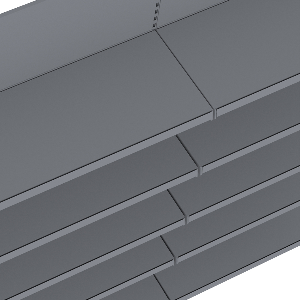 Regał sklepowy Mega-M Merkury przyścienny H-210 cm L-100 cm G-47/4x37 cm (GC-55 cm) grafit moduł bazowy N - obrazek 7