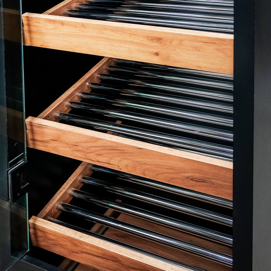 Regał na pieczywo Mega-M moduł z szybą LED H-205 cm L-60 cm G-58 cm czarny / dąb kraft N - obrazek 3