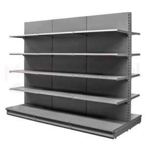 Regał sklepowy Mega-M Merkury dwustronny H-210 cm L-300 cm G-2x47/8x37 cm (GC-102 cm) grafit zestaw N