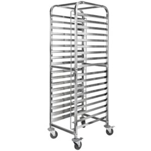 Wózek transportowy ze stali nierdzewnej  18 półek na tace S-60 cm na G-40 cm  Mega-M S-62 cm G-47 cm H-174 cm N