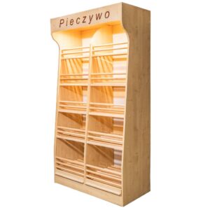 Regał na pieczywo Mega-M T H-200cm L-100cm G-50cm plexi oświetlenie LED dąb sonoma N