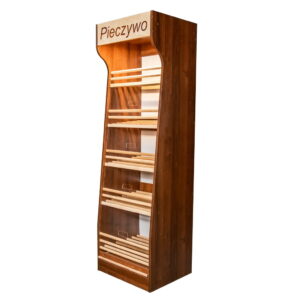 Regał na pieczywo Mega-M T H-200cm L-60cm G-50cm plexi oświetlenie LED orzech eco N