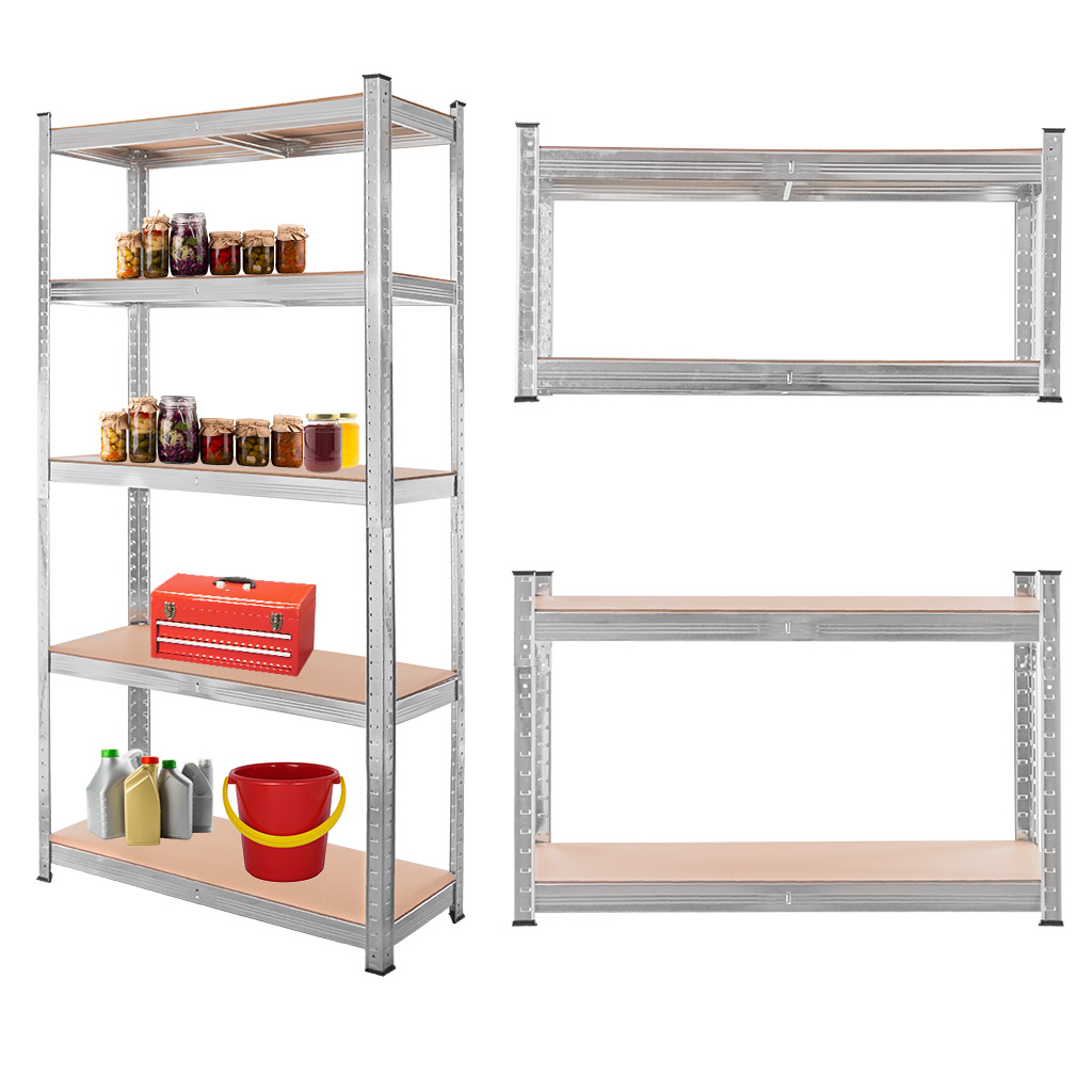 Regał magazynowy Mega-M Basic H-180 cm L-90 cm G-40 cm 5 półek z MDF 4 mm (175kg) ocynk N - obrazek 2