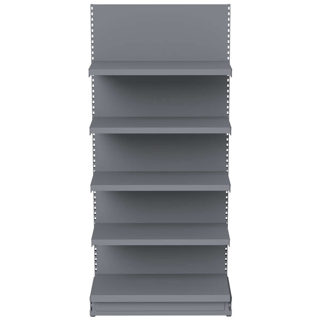 Regał sklepowy Mega-M Merkury przyścienny H-210 cm L-100 cm G-47/4x37 cm (GC-55 cm) grafit moduł bazowy N - obrazek 3